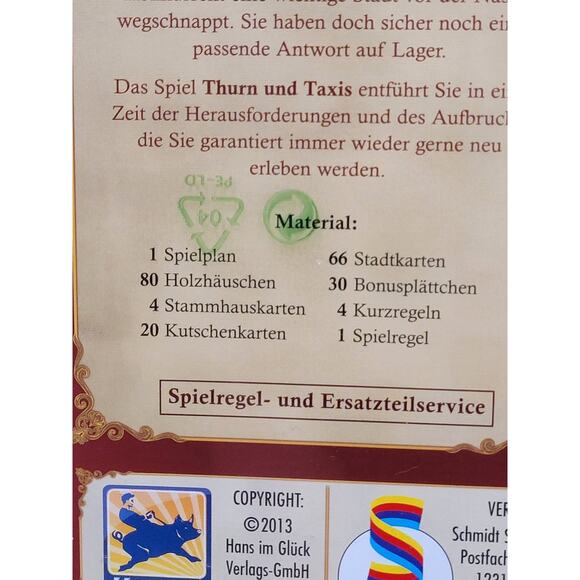 Thurn And Taxis Board Game German New SEALED Postal Mail Route Hans Im Gluck - Picture 9 of 16